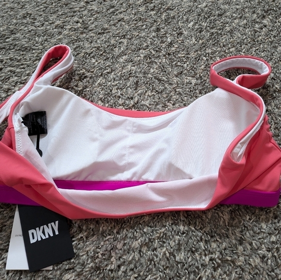 NWT DKNY peach purple scoop neck bikini top L - Picture 7 of 8